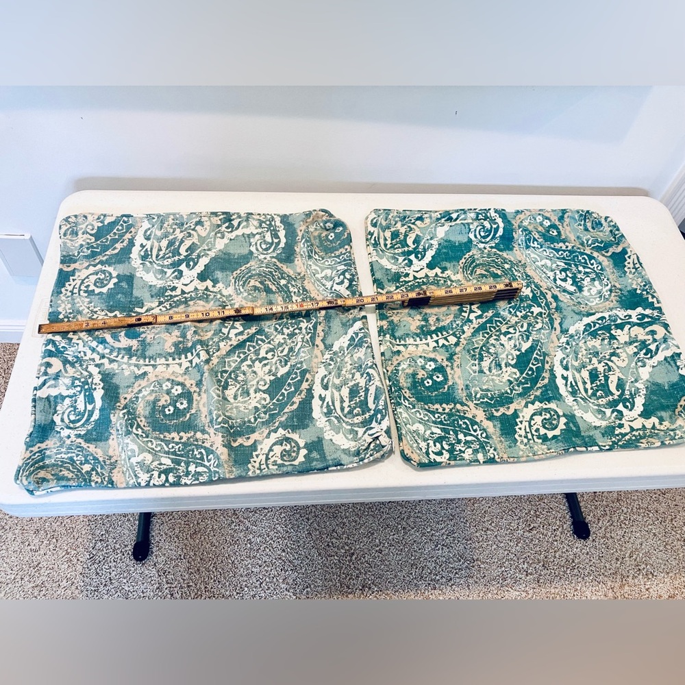 Teal/Tan Paisley 20” Pillow Covers